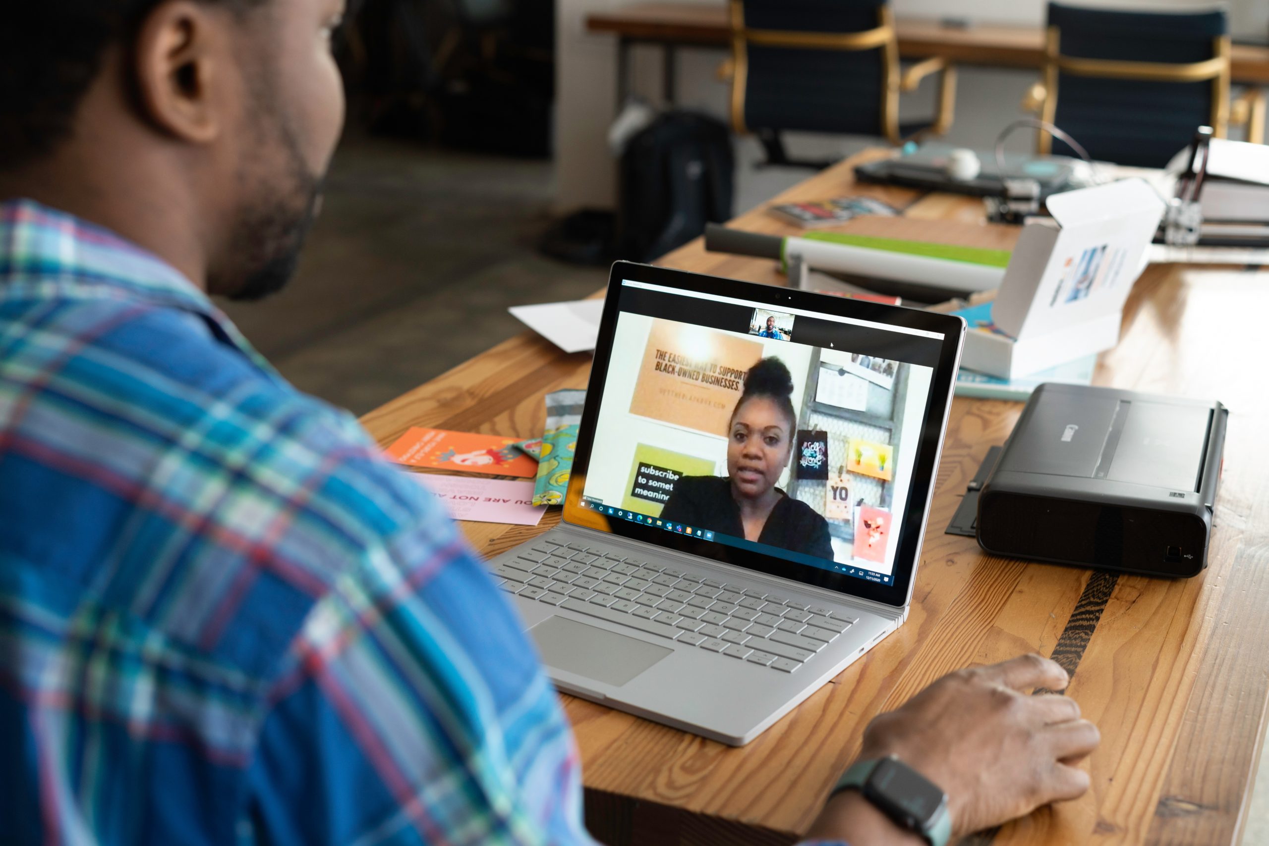 matching authentic voice with a woman on a laptop screen